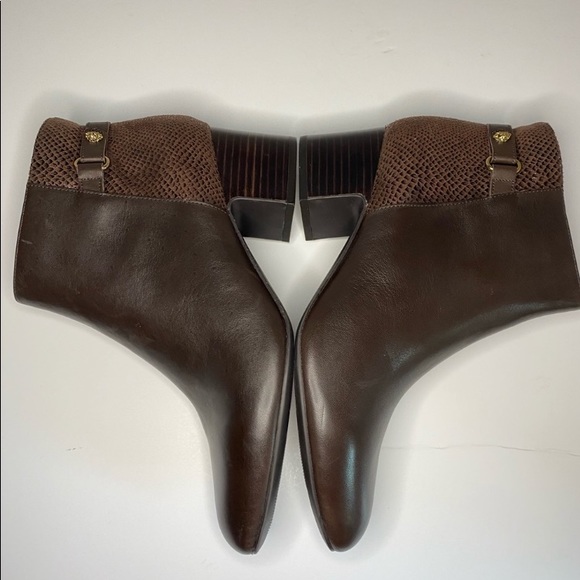 Anne Klein Leather block Heel Ankle 
  Boots Brown Snakeskin texture Sz 9.5 - Picture 10 of 10